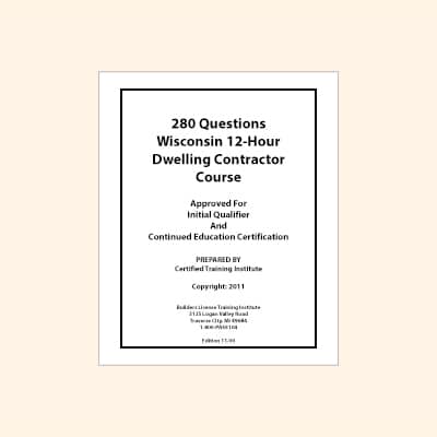 Book Wisconsin Dwelling Contractor Initial Certification & CE 280 Question Print