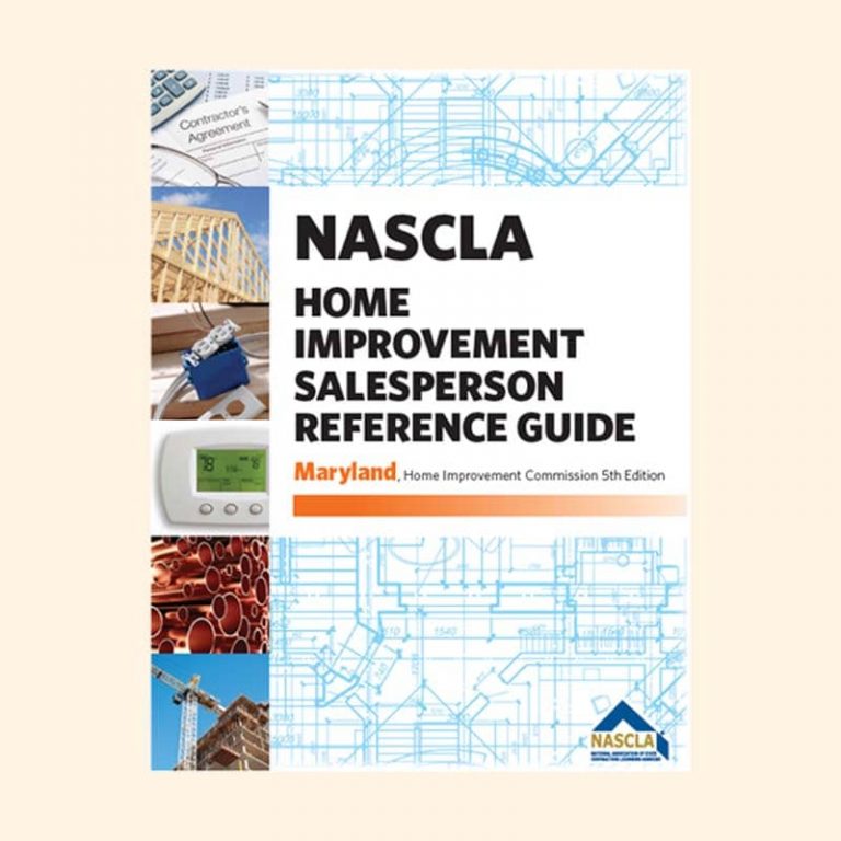 Book Image NASCLA Home Improvement Salesperson Reference Guide Maryland